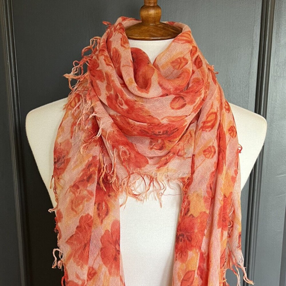 New Auth Chan Luu Pearl Garden Print Cashmere Silk Scarf